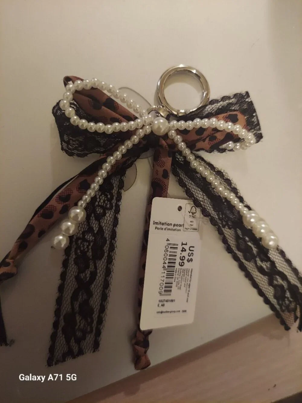 Leopard Print and Lace Bow Keychain - Picture 5 of 5